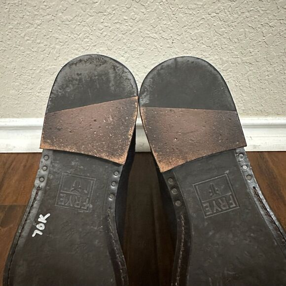 FRYE Veronica Short Boots Dark Brown Leather Motorcycle Rider - Picture 11 of 12